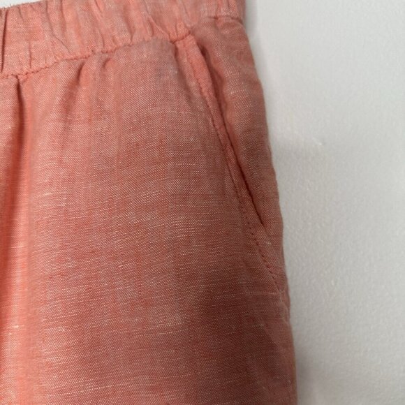 Rachel Roy Pull on Linen Pants Size M Orange Coral Pockets Cropped - Picture 3 of 10